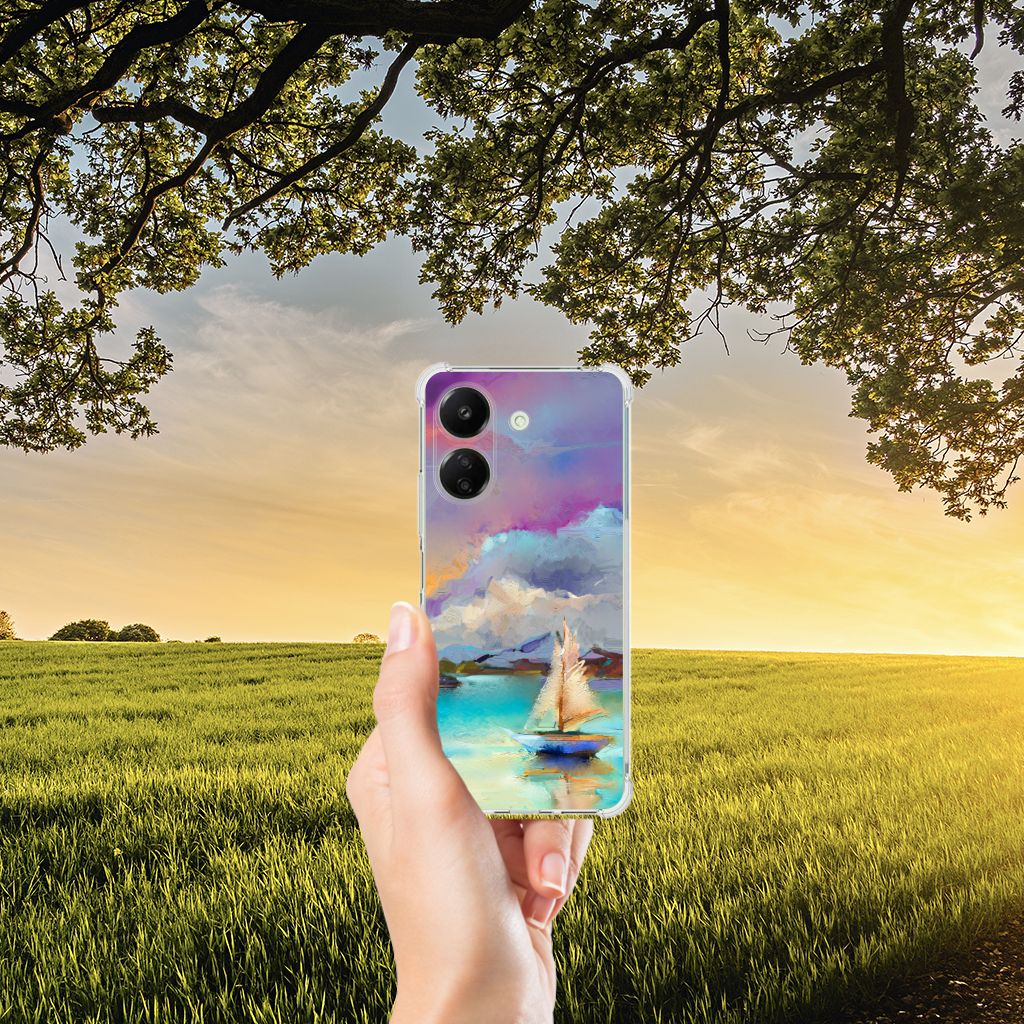 Xiaomi Redmi 13C 4G Back Cover Boat ontwerp hand landschap