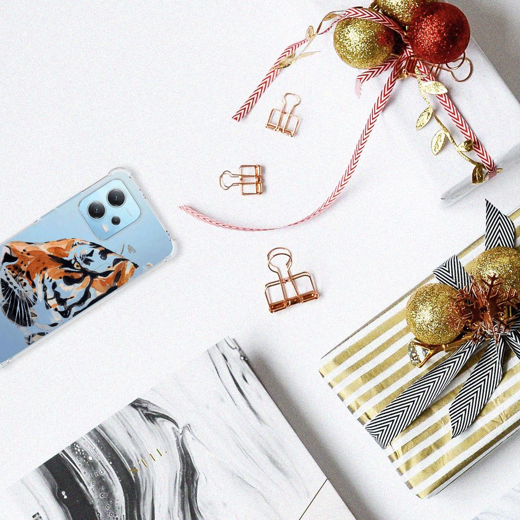 Back Cover Xiaomi Redmi Note 12 5G Watercolor Tiger design bovenaanzicht