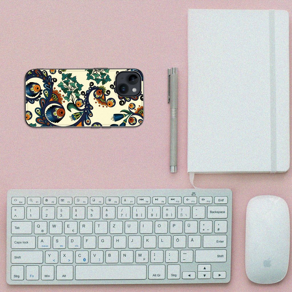Apple iPhone 15 Back Cover iPhone 15 Barok Flower bovenaanzicht