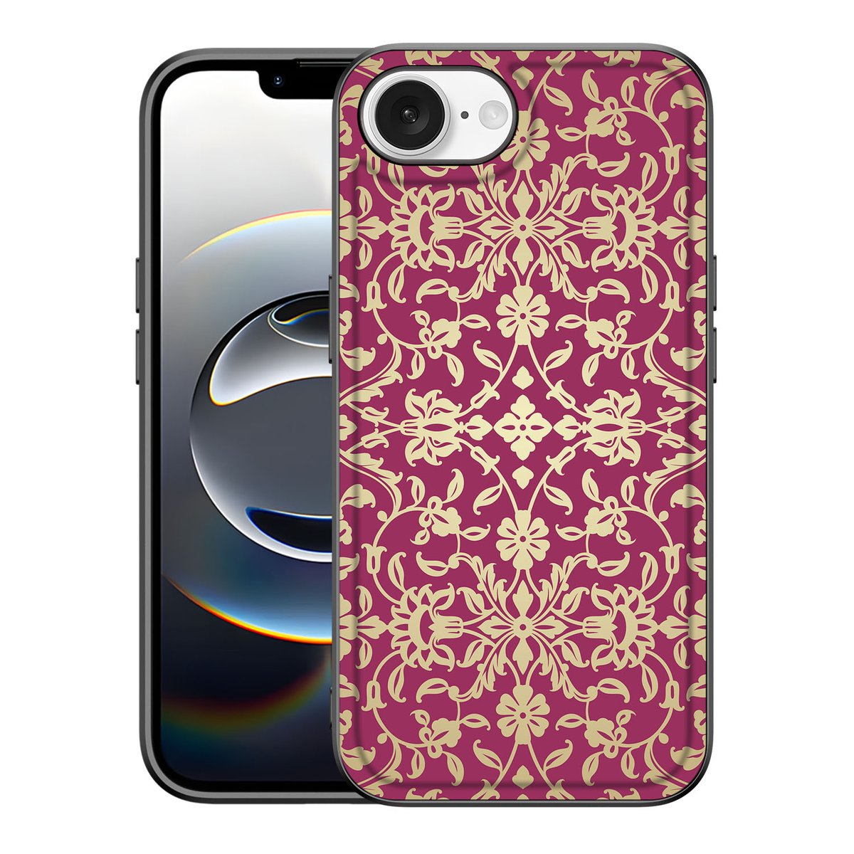 Apple iPhone 16e Back Cover iPhone 16e Barok Pink Barok design achterkant