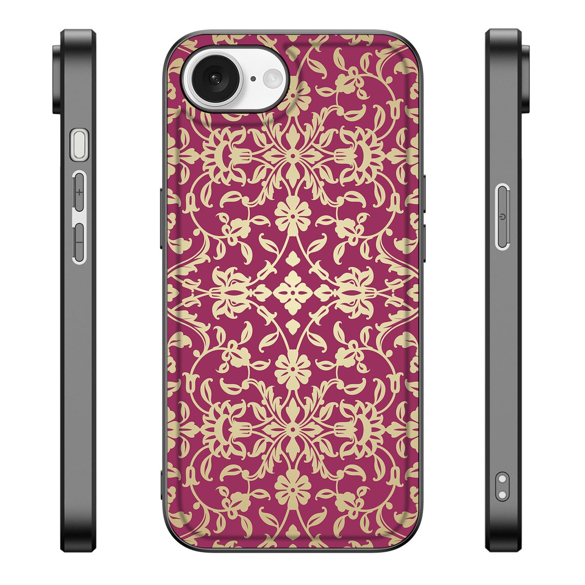 Apple iPhone 16e Back Cover iPhone 16e Barok Pink design barok print aanzicht