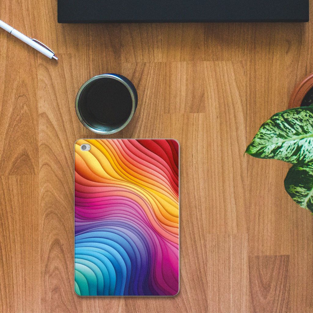 Back Cover voor Apple iPad Mini 4 | Mini 5 (2019) Regenboog met kleurrijk golfpatroon 🌈