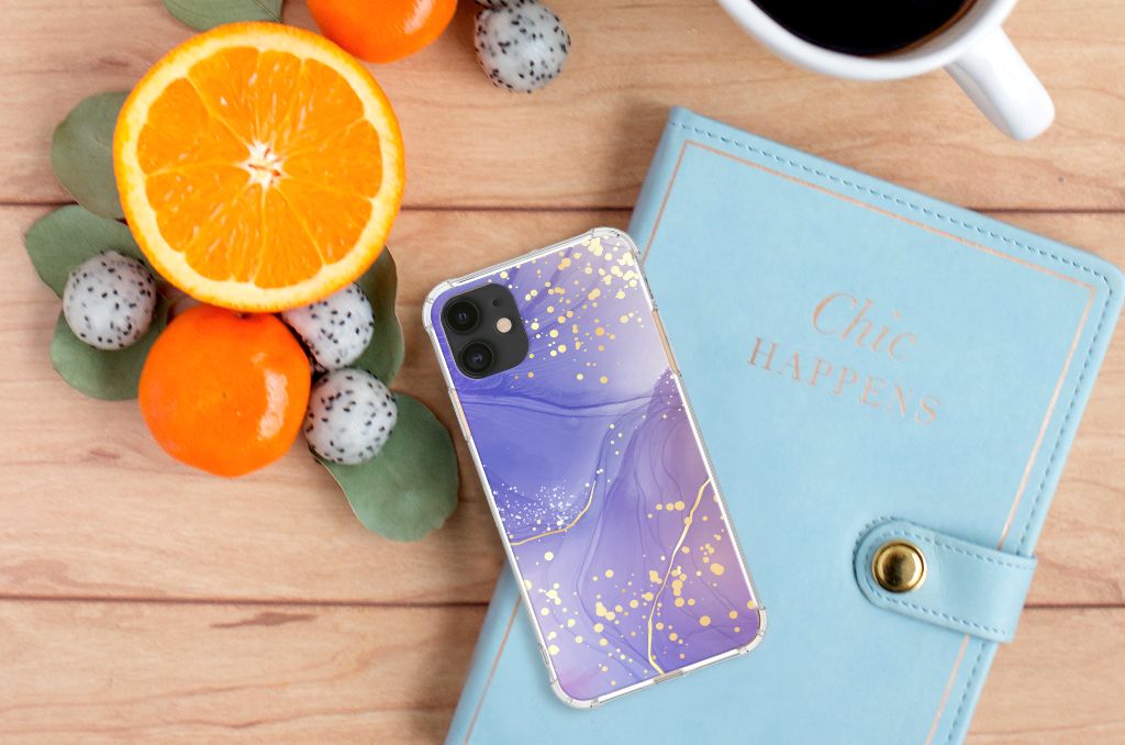 Apple iPhone 11 Back Cover voor Apple iPhone 11 Watercolor Paars achterkant