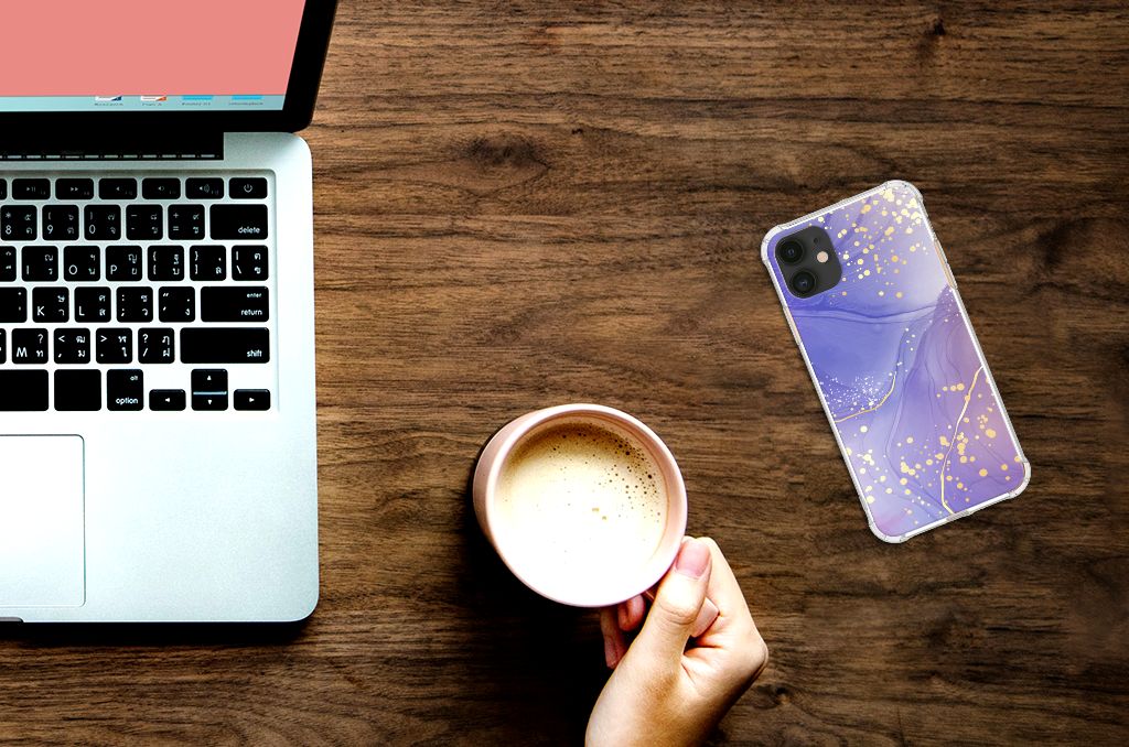 Apple iPhone 11 Back Cover voor Apple iPhone 11 Watercolor Paars aanzicht