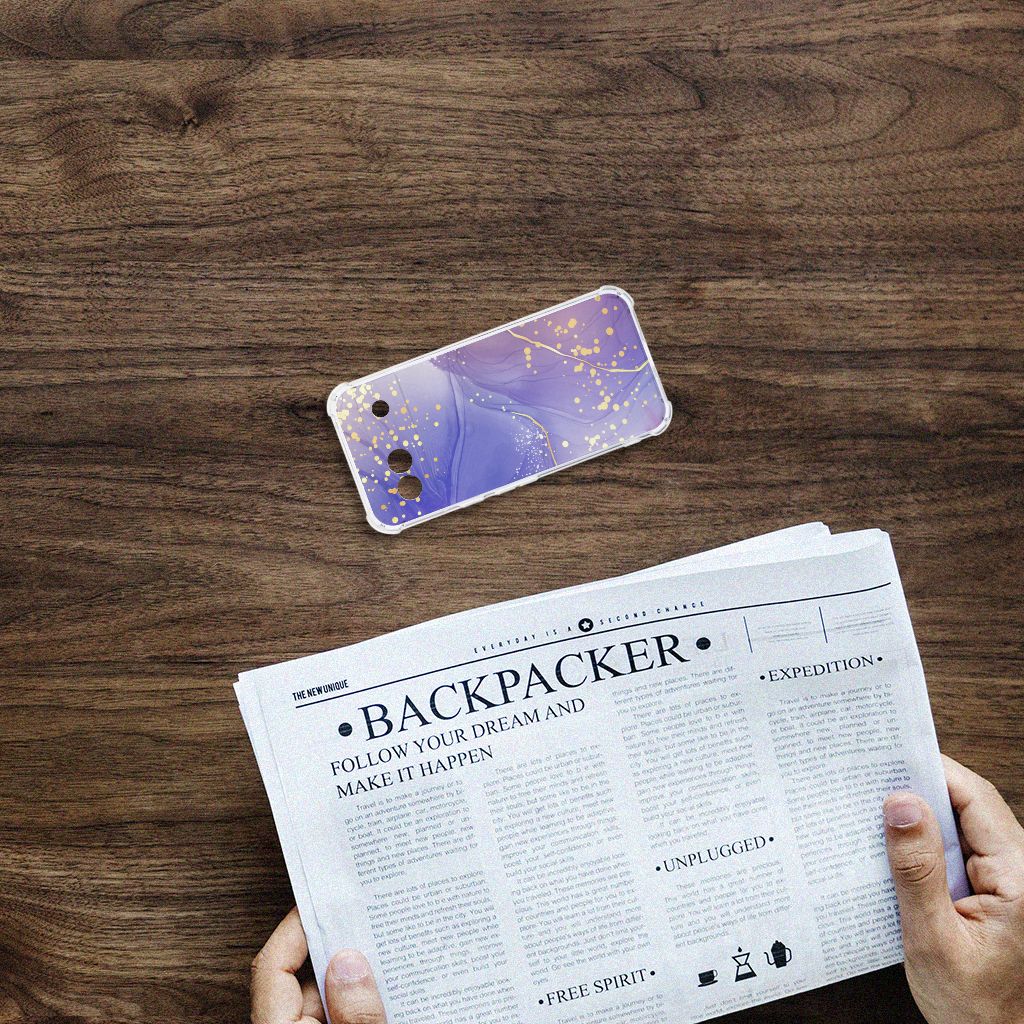 Google Pixel 8A Back Cover voor Google Pixel 8A Watercolor Paars bovenaanzicht