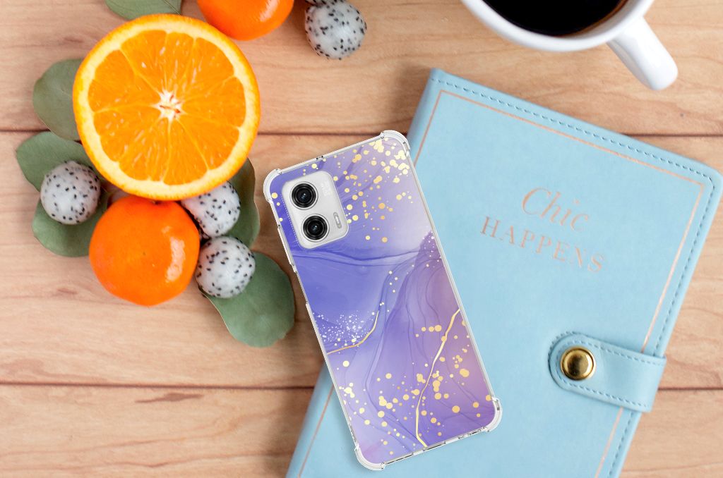 Motorola Moto G73 Back Cover Watercolor Paars aanzicht