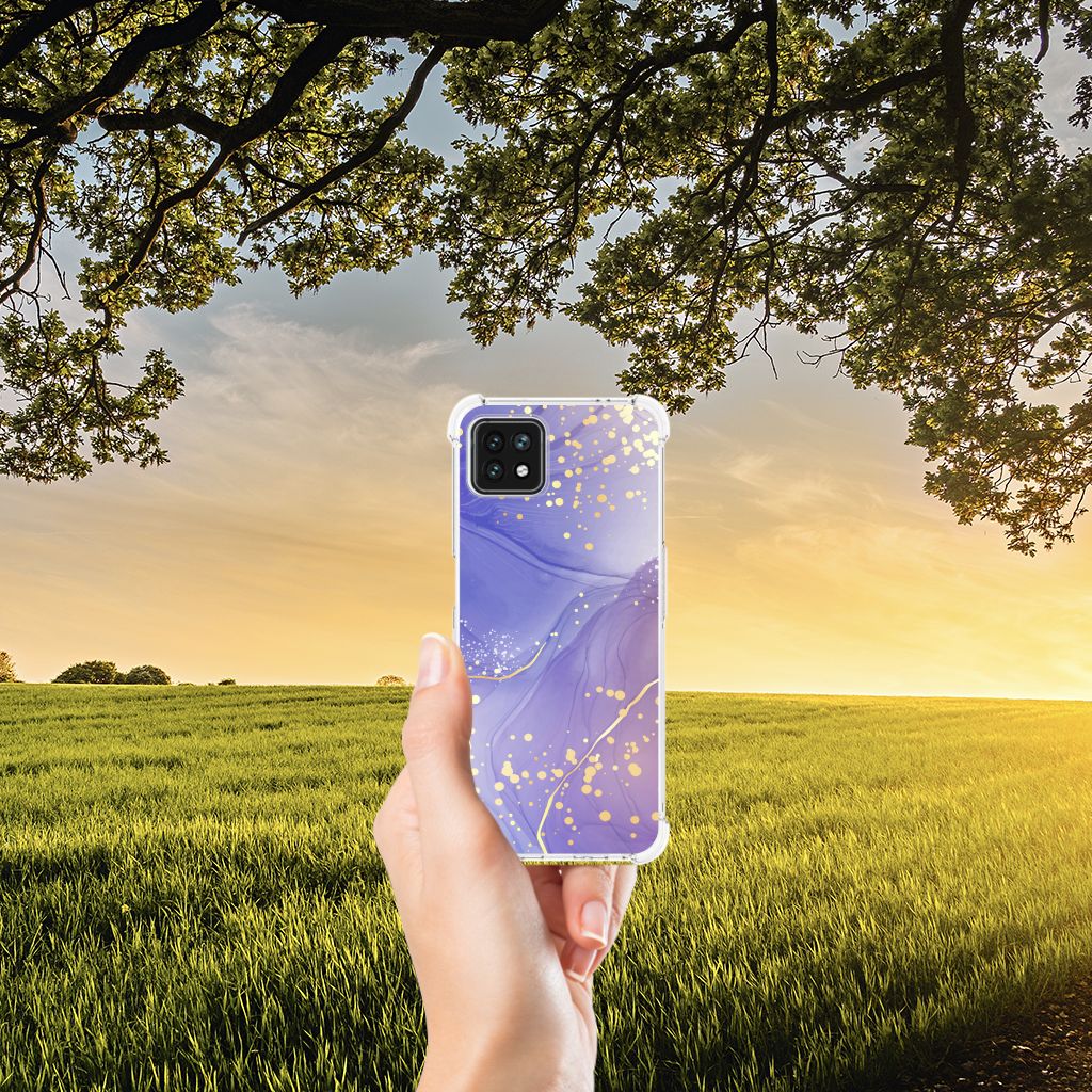 Back Cover voor OPPO A53 5G | A73 5G Watercolor Paars design paars aanzicht
