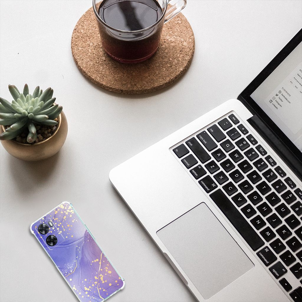 Back Cover voor OPPO A57 | A57s | A77 4G Watercolor Paars B2C Telecom