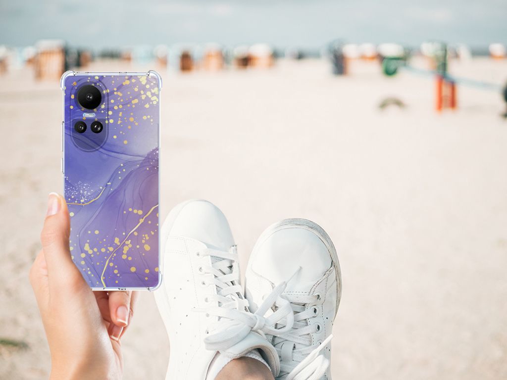 OPPO Reno10 10 Pro Back Cover Watercolor Paars voorkant strand