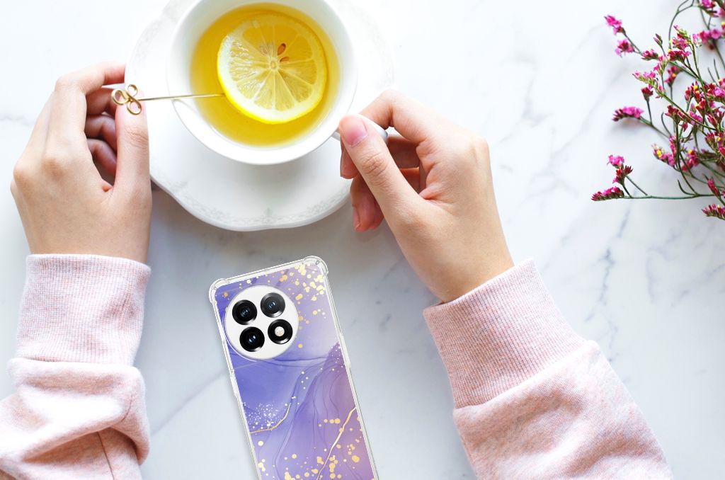 OnePlus 11 Back Cover voor OnePlus 11 Watercolor Paars bovenaanzicht