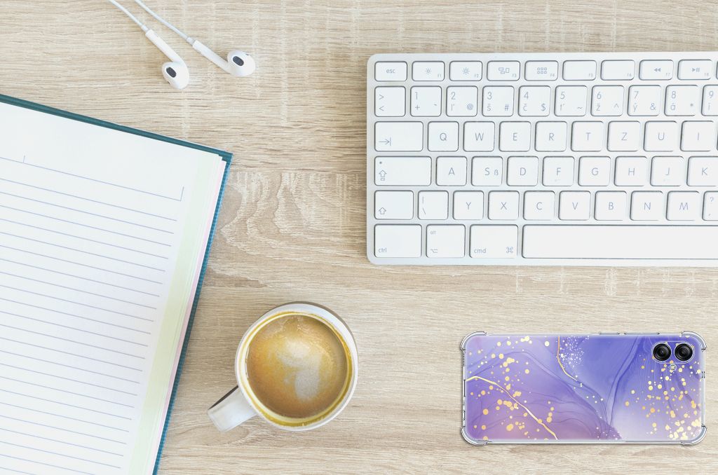 Samsung Galaxy A04e Back Cover voor Samsung Galaxy A04e Watercolor Paars bovenaanzicht