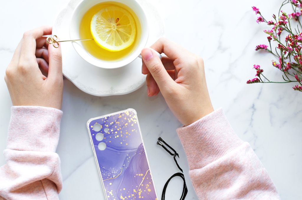 Back Cover voor Samsung Galaxy A55 Watercolor Paars B2C Telecom
