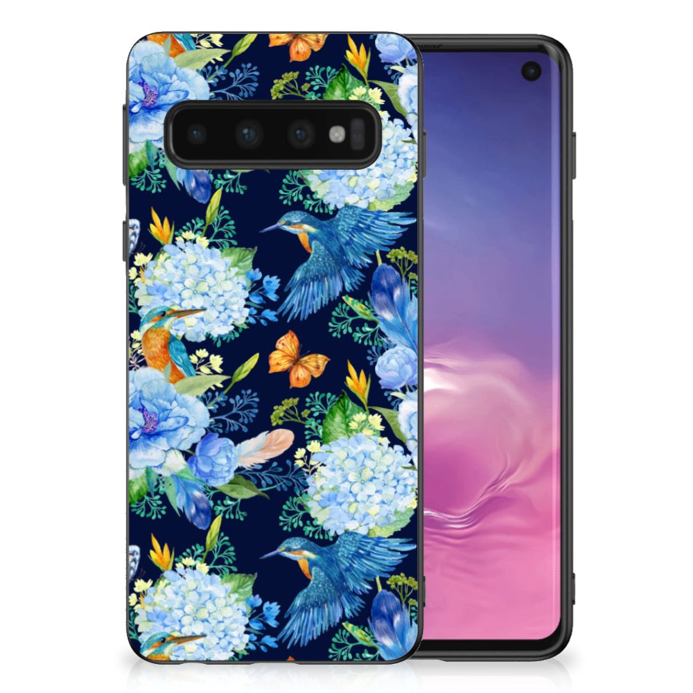 Samsung Galaxy S10 Back Cover voor Samsung Galaxy S10 IJsvogel bloemen patroon voorkant