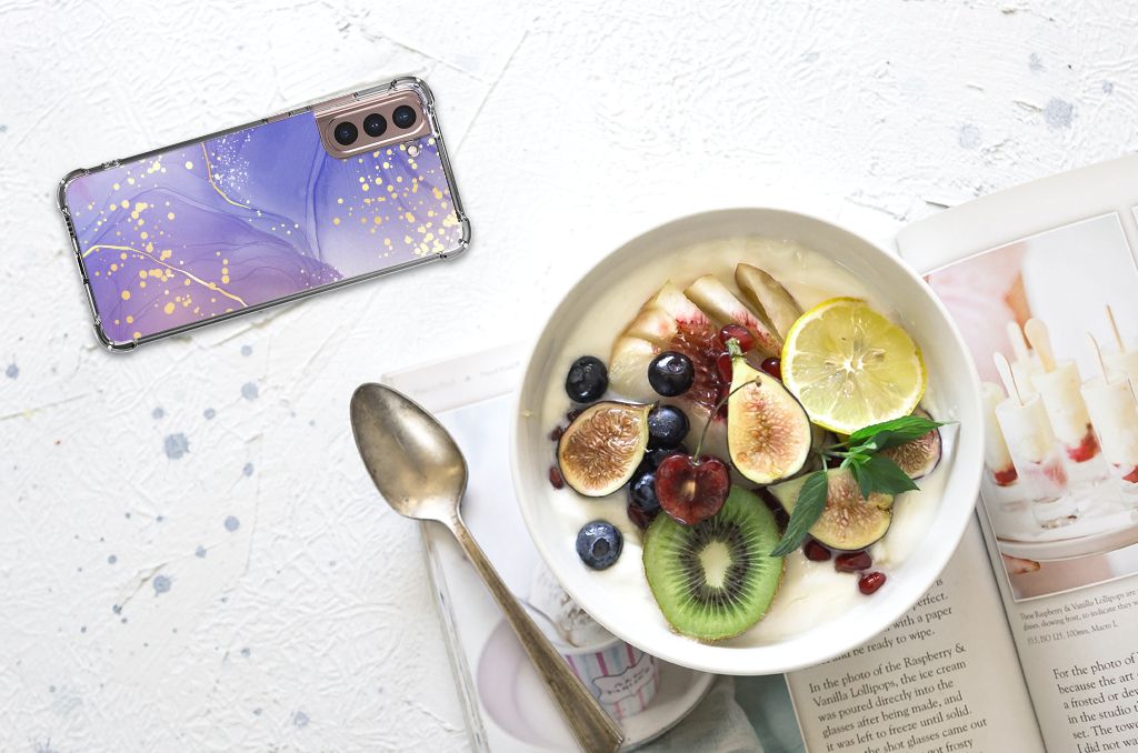 Back Cover voor Samsung Galaxy S21 Plus Watercolor Paars B2C Telecom
