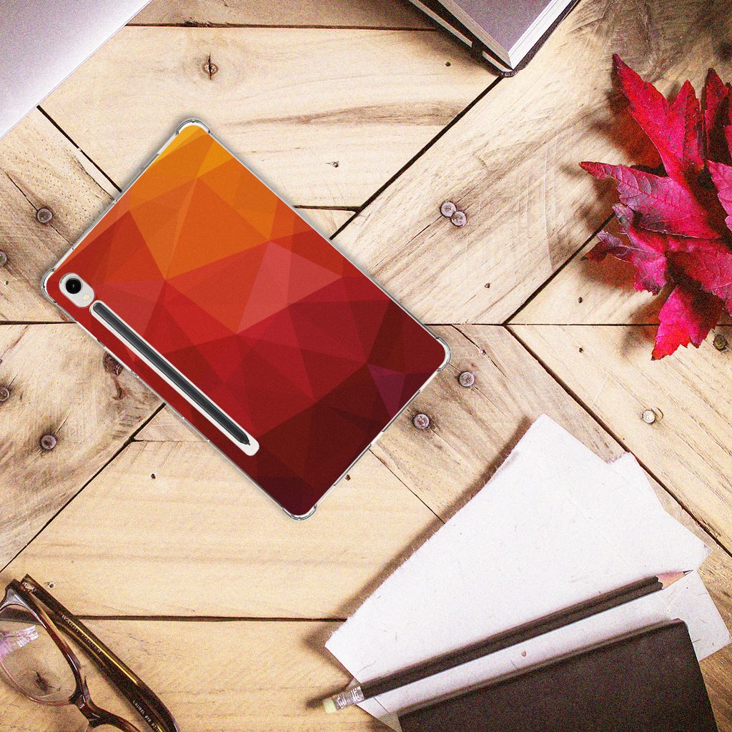 Back Cover voor Samsung Galaxy Tab S9 Polygon Red