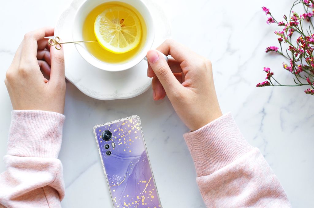Back Cover voor Xiaomi 12 | 12x Watercolor Paars B2C Telecom