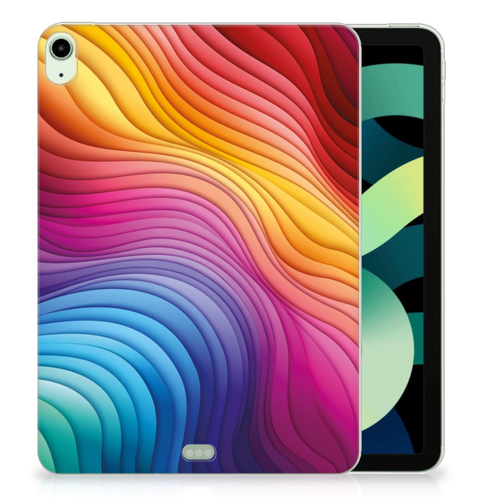 Back Cover voor iPad Air (2020/2022) 10.9 inch Regenboog met levendige kleuren en golvende patronen
