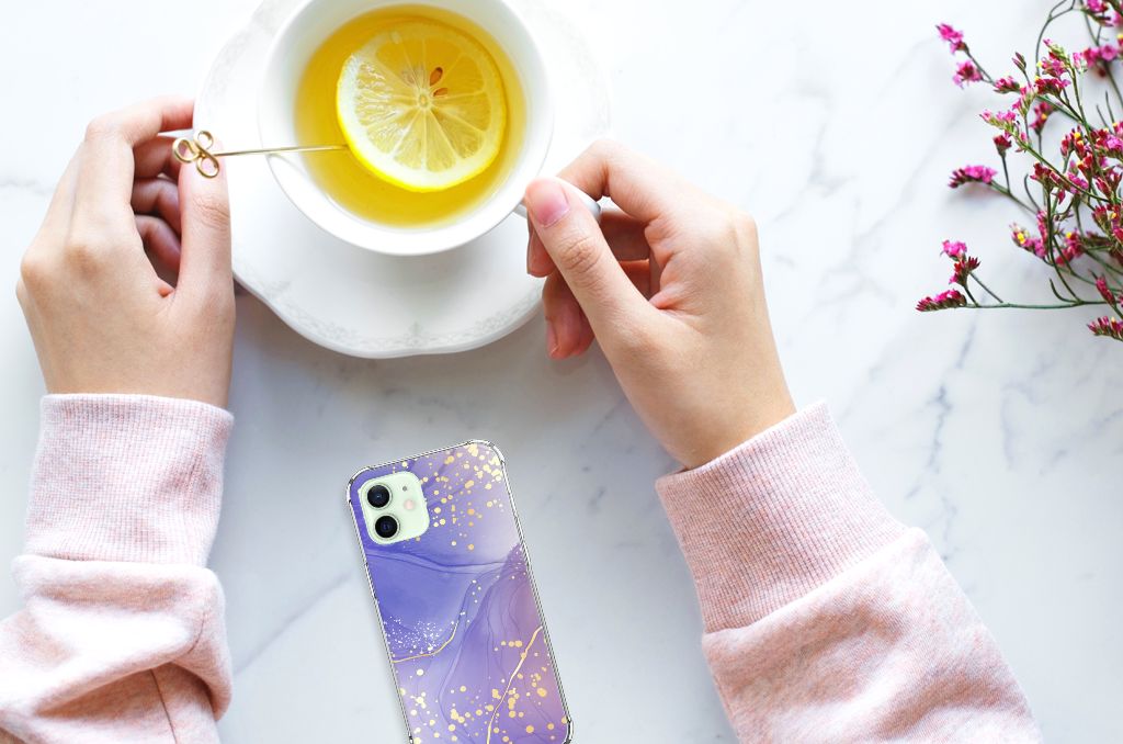 Back Cover voor iPhone 12 Mini Watercolor Paars B2C Telecom