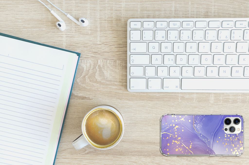 iPhone 12 Pro Max Back Cover voor iPhone 12 Pro Max Watercolor Paars bovenaanzicht