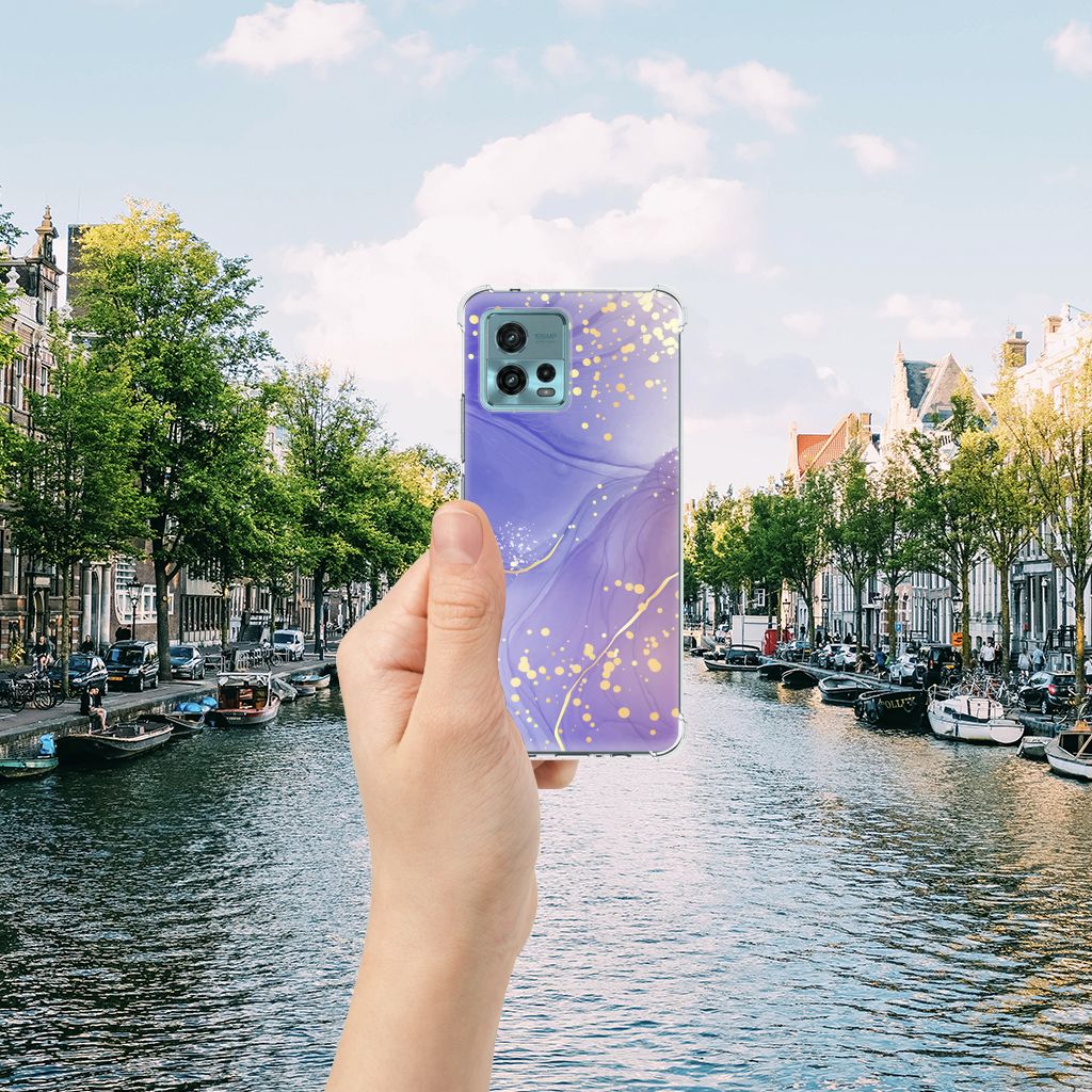 Back Cover voor otorola Moto G72 Watercolor Paars B2C Telecom