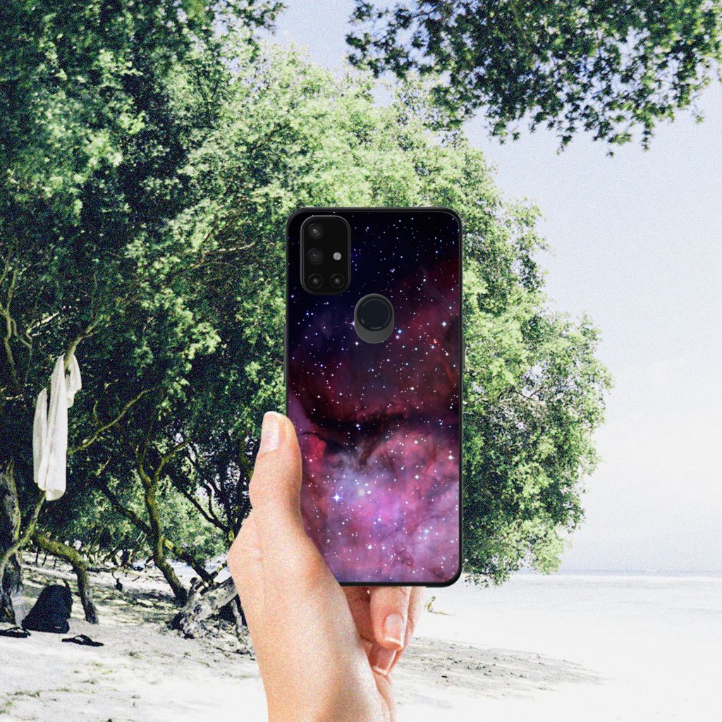 Backcover voor OnePlus Nord N10 5G Galaxy Galaxy design hand afbeelding
