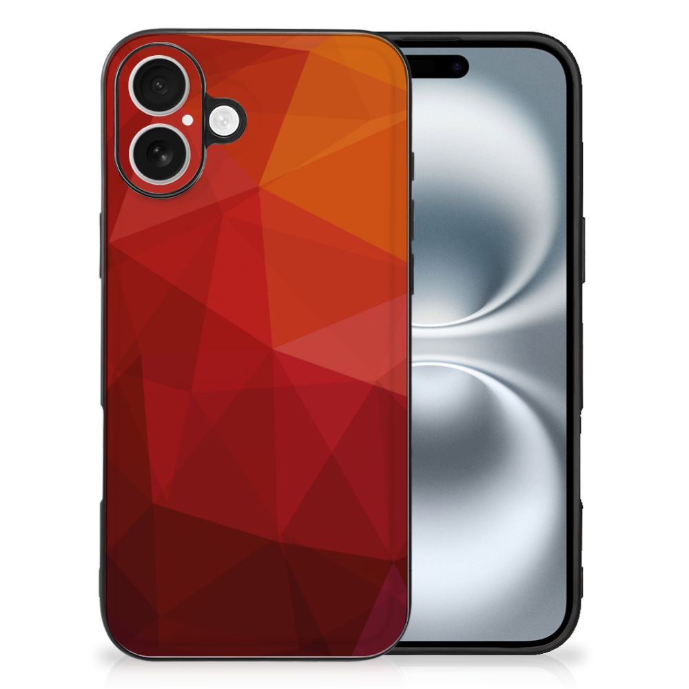 Apple iPhone 16 Backcover voor iPhone 16 Polygon Red abstract design achterzijde