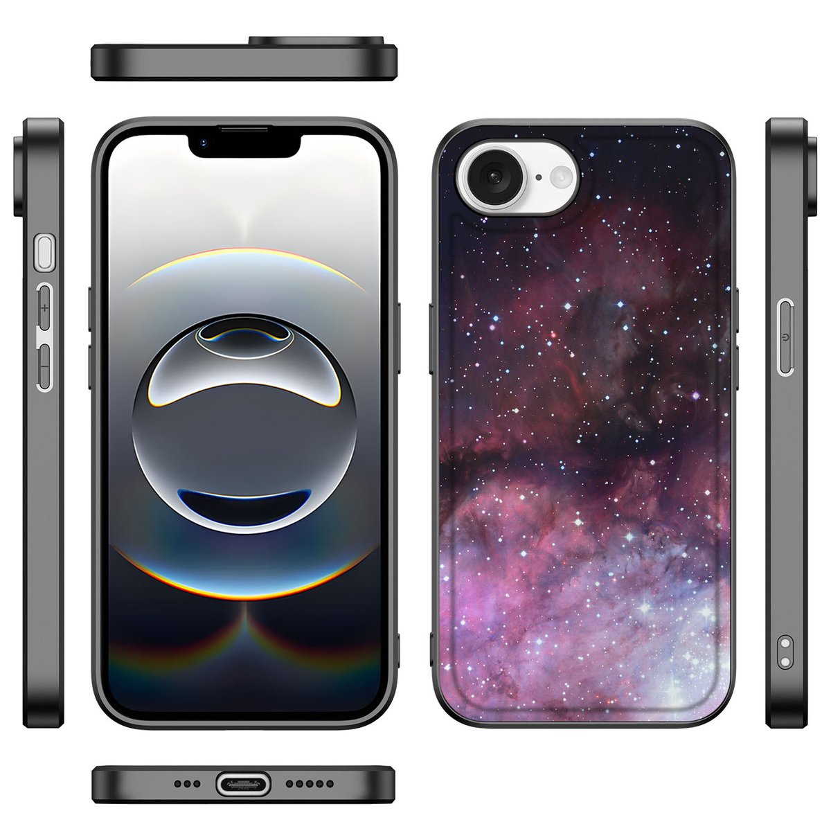 iPhone 16e Galaxy Backcover voor iPhone 16e Galaxy heelal design aanzicht