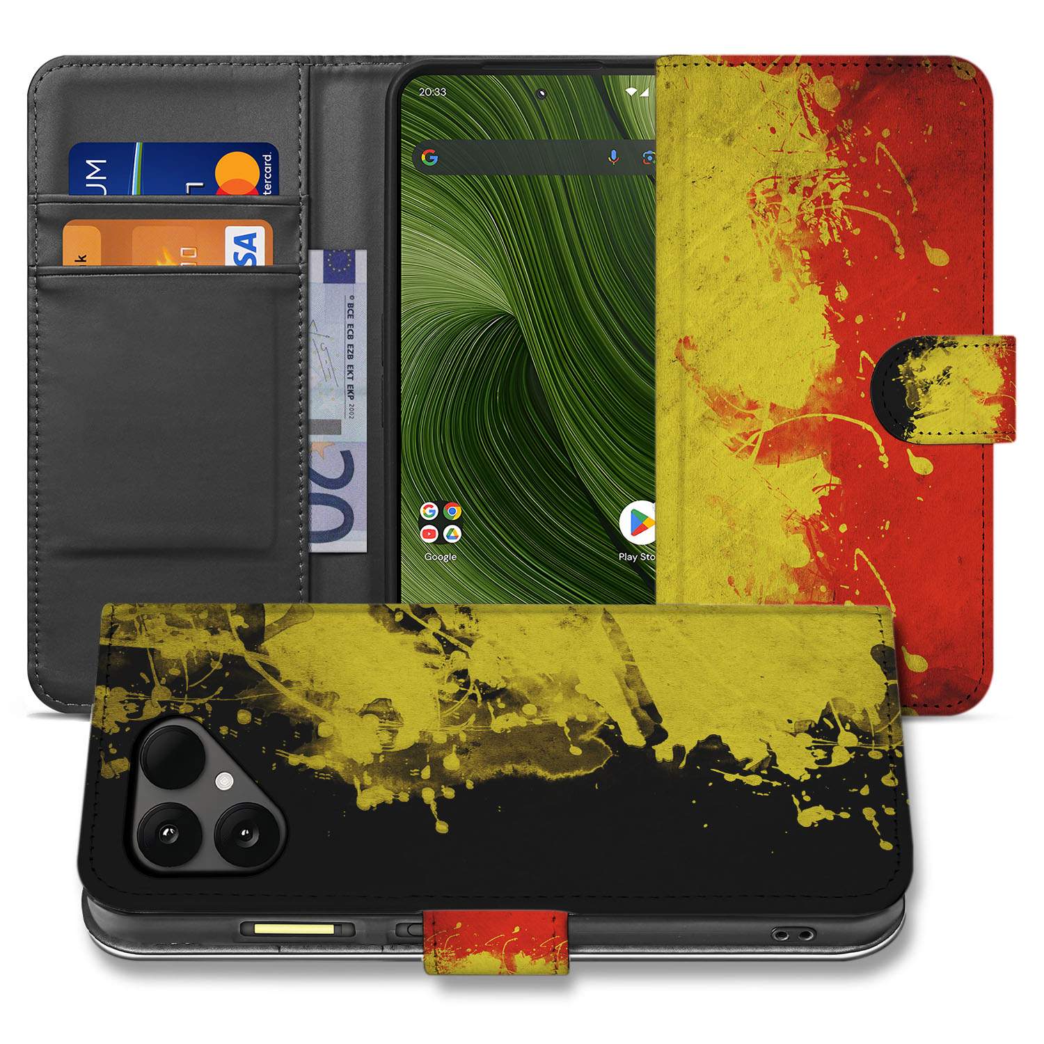 Fairphone 6 Belgische Vlag Design Bookcase Hoesje voorzijde