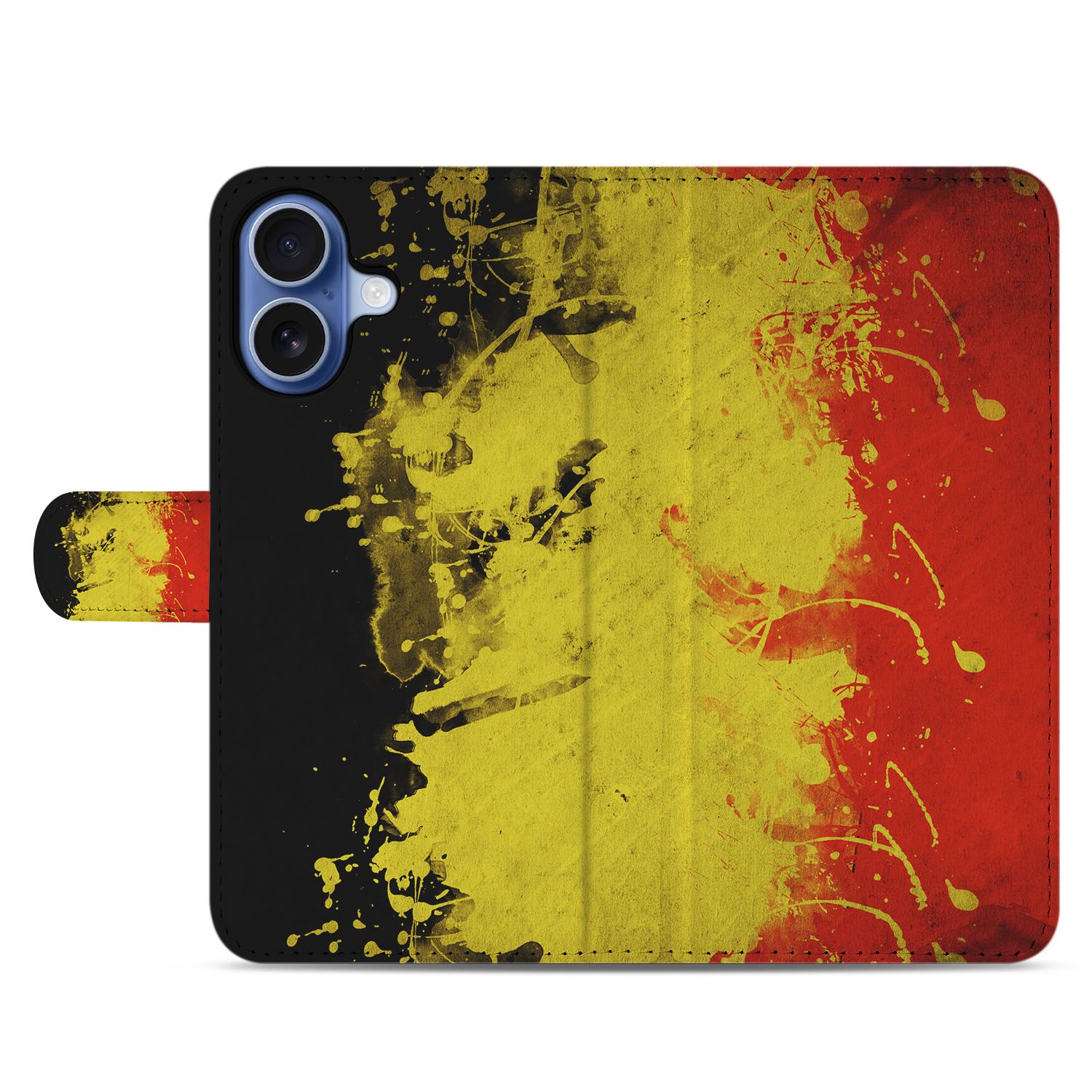Belgische Vlag Hoesje Voor iPhone 17 Book Case design België aanzicht