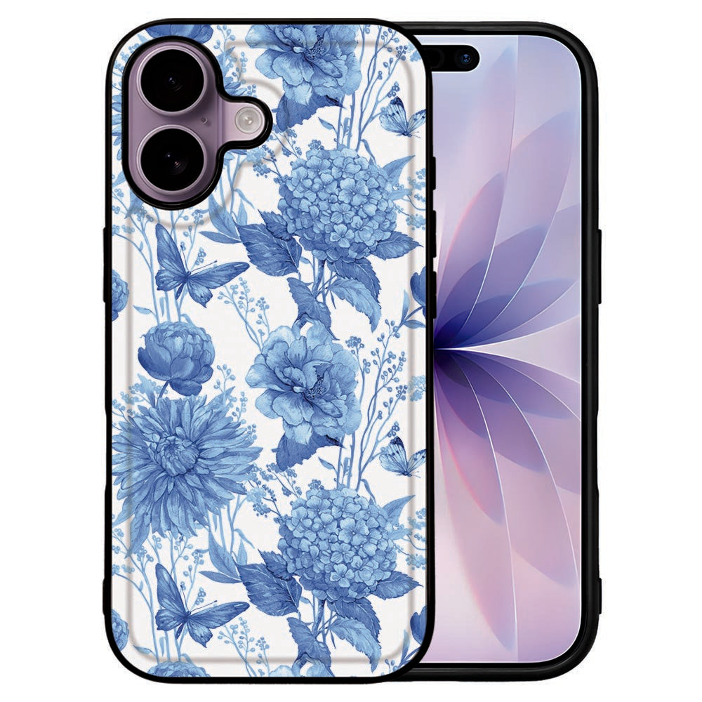 iPhone 17 Beschermhoes Flowers Blue bloemen design voorkant