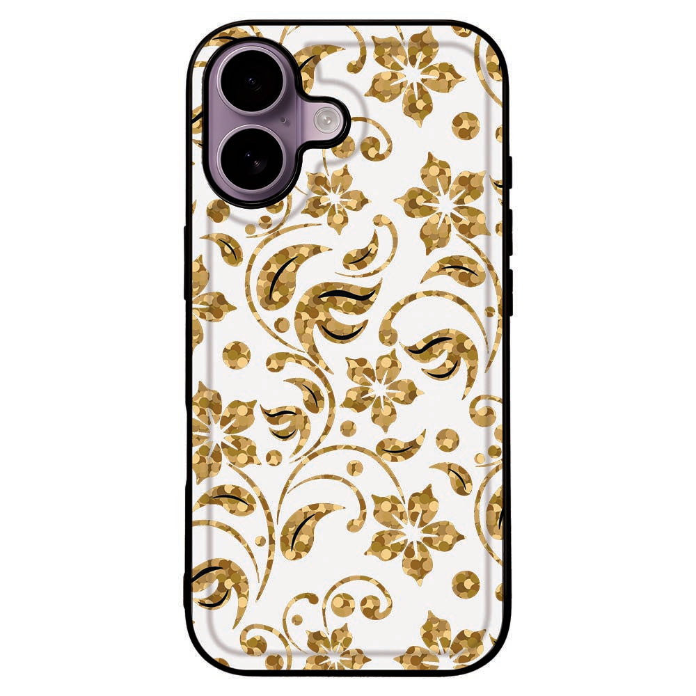 iPhone 17 Beschermhoes Gouden Bloemen achterkant ontwerp
