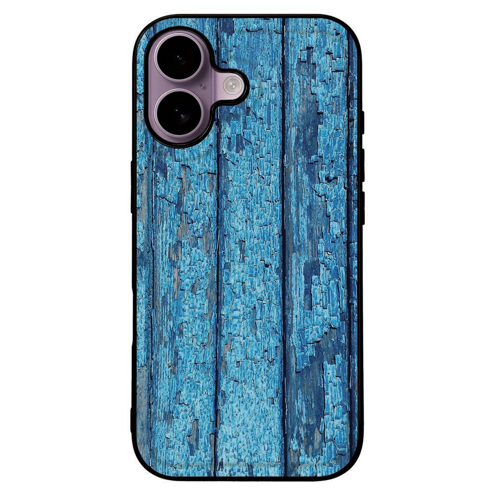 Apple iPhone 17 Beschermhoes iPhone 17 Wood Blue achterkant blauw hout effect