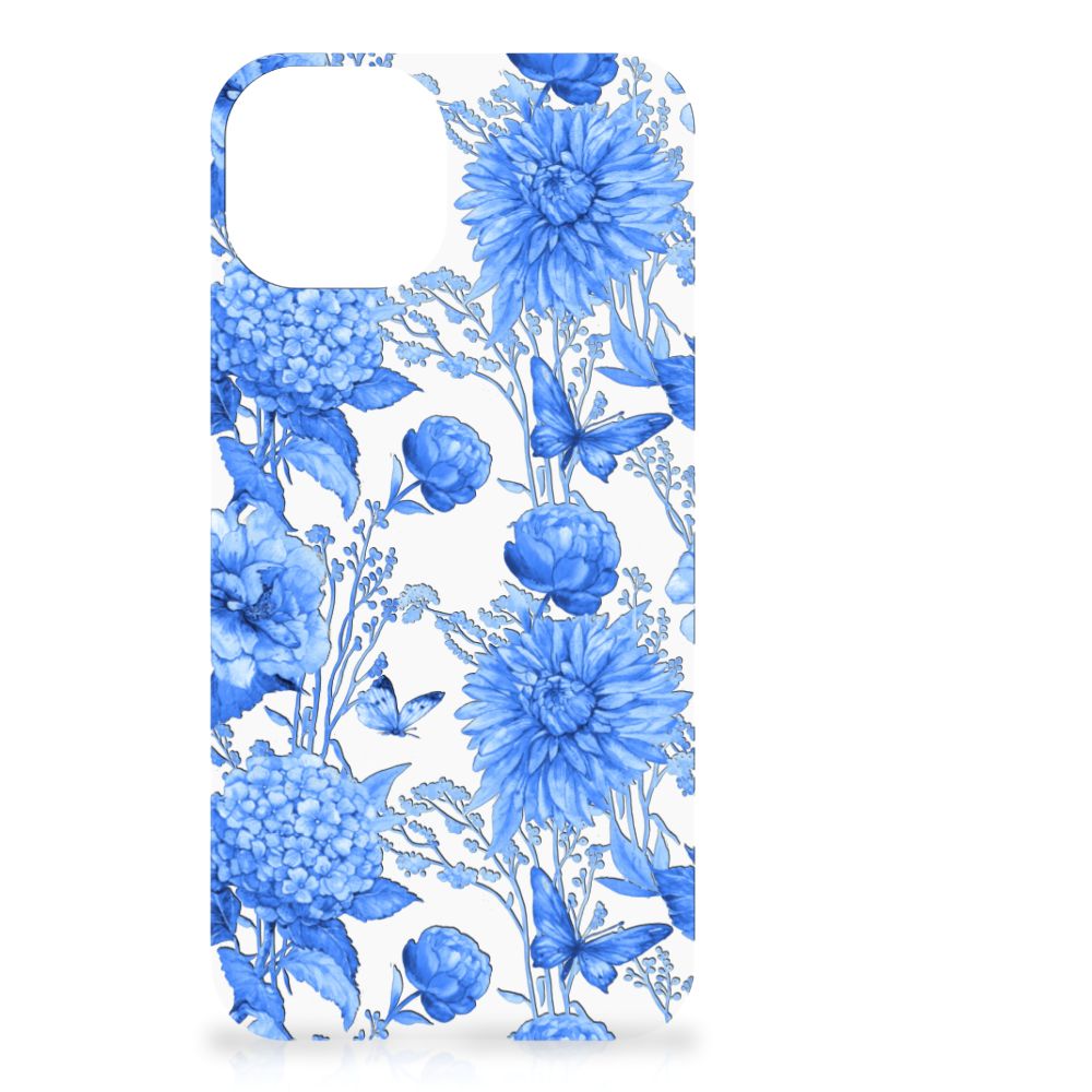 Bloemen Hoesje voor Apple iPhone 13 | iPhone 14 Flowers Blue B2C Telecom