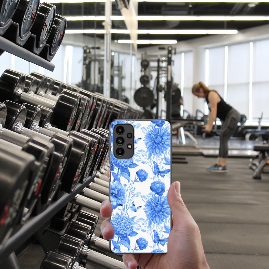 Bloemen Hoesje voor Samsung Galaxy A13 4G Flowers Blue B2C Telecom