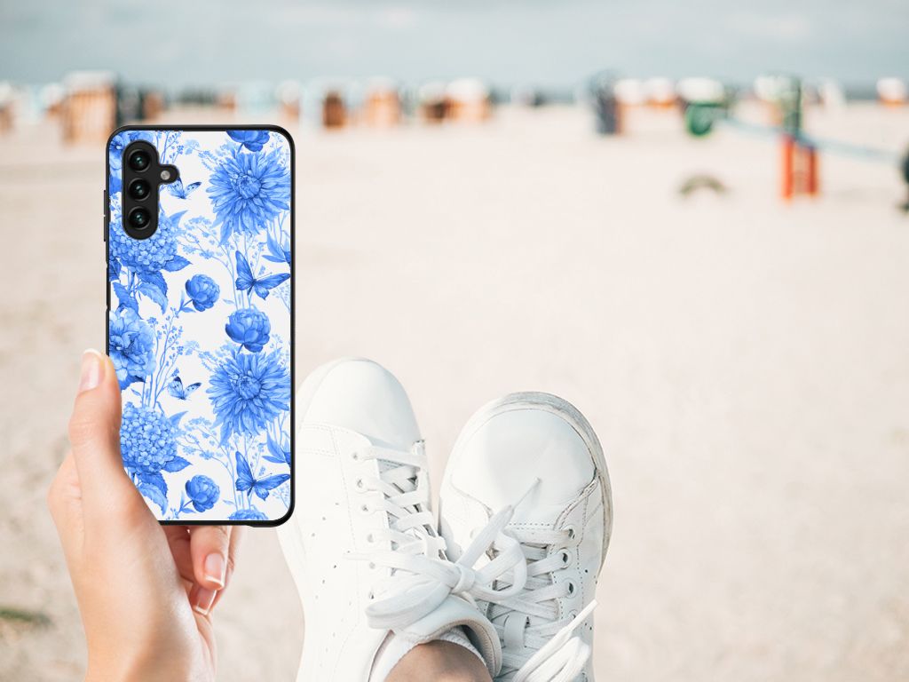 Bloemen Hoesje voor Samsung Galaxy A13 5G | A04s Flowers Blue B2C Telecom