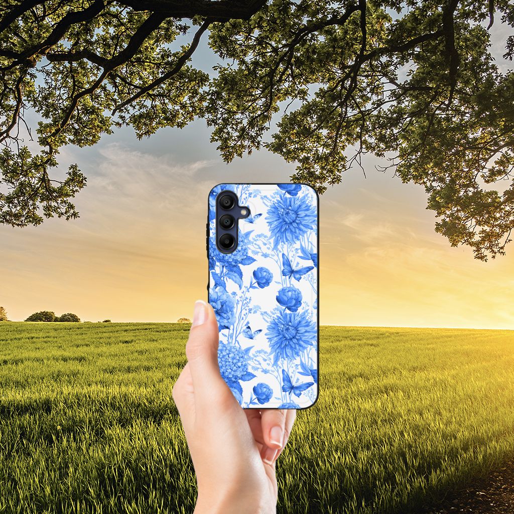 Bloemen Hoesje voor Samsung Galaxy A15 Flowers Blue B2C Telecom