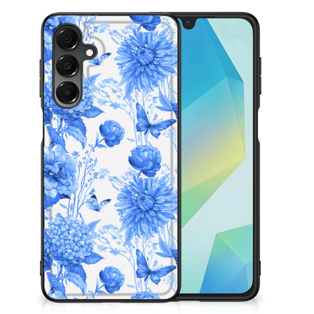 Samsung Galaxy A16 5G/4G Bloemen Hoesje Flowers Blue voorkant