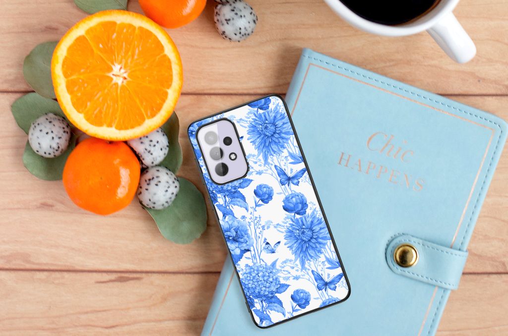 Bloemen Hoesje voor Samsung Galaxy A33 5G Flowers Blue B2C Telecom