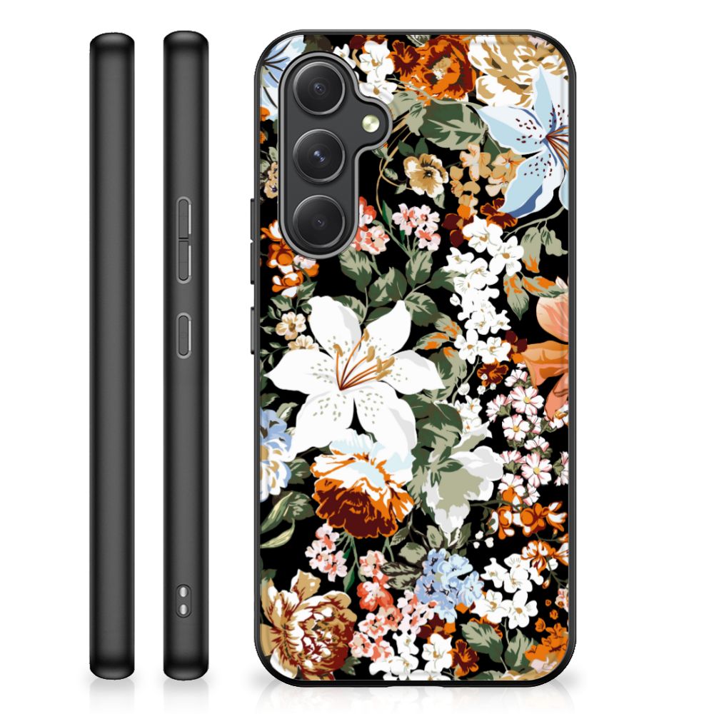 Samsung Galaxy A54 Bloemen Hoesje Dark Flowers achterkant zijkanten