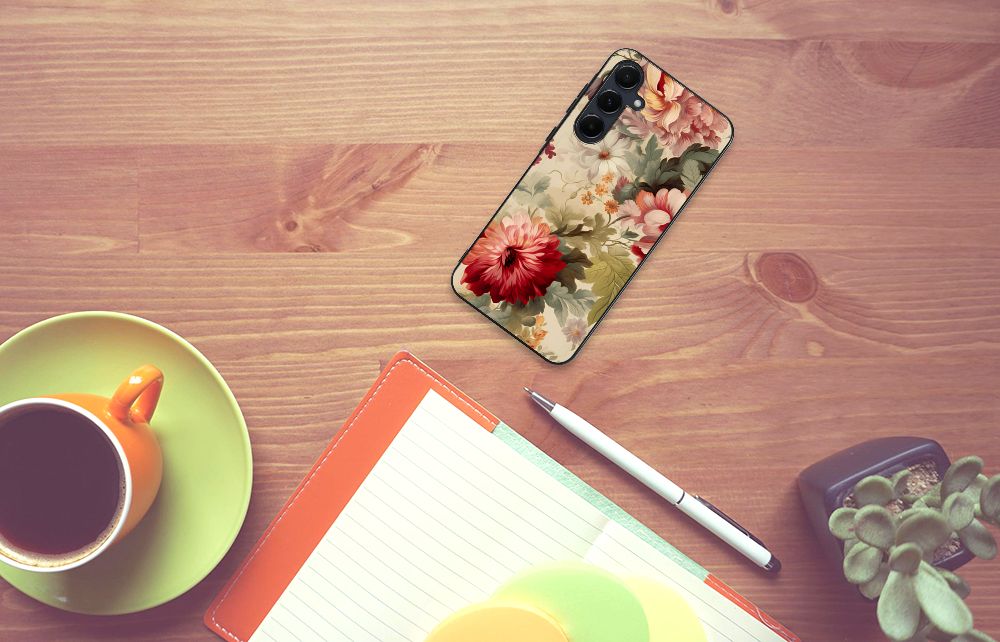 Samsung Galaxy A55 Bloemen Hoesje voor Samsung Galaxy A55 Bloemen bovenaanzicht
