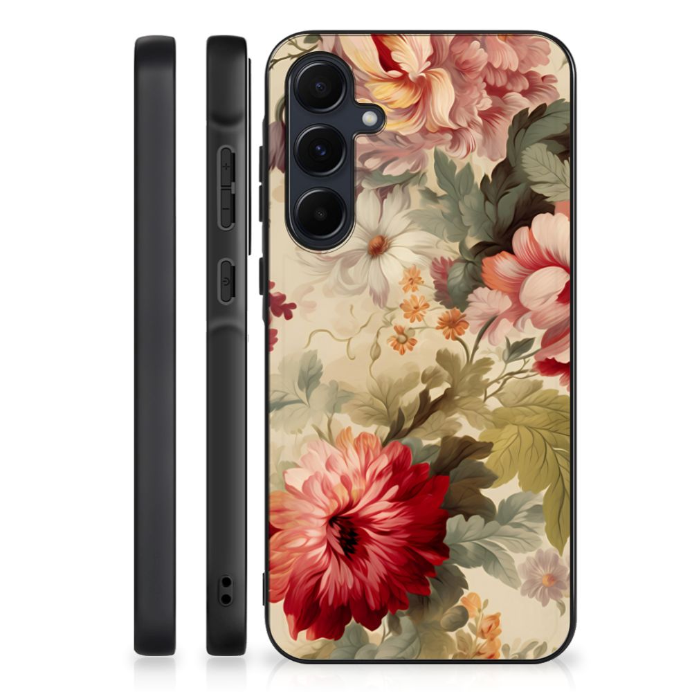 Samsung Galaxy A55 Bloemen Hoesje Bloemen achterzijde zijaanzicht