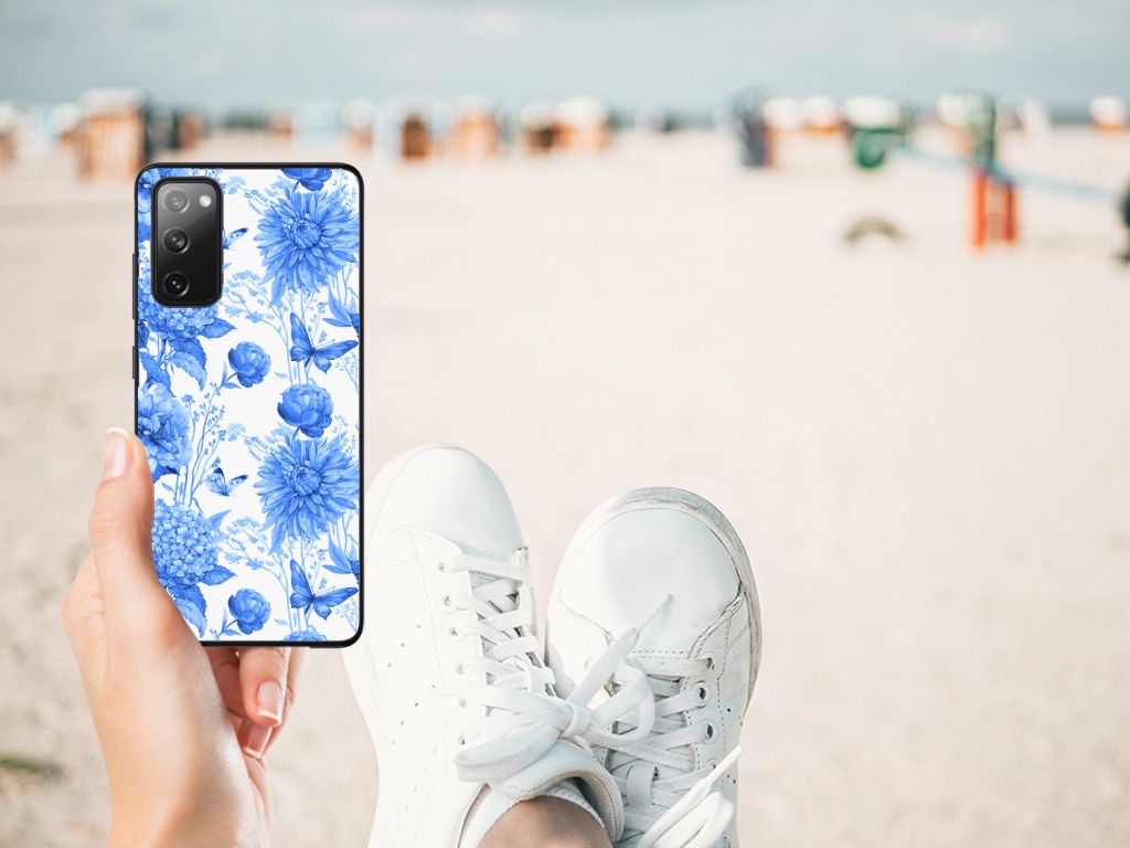 Bloemen Hoesje voor Samsung Galaxy S20 FE Flowers Blue B2C Telecom