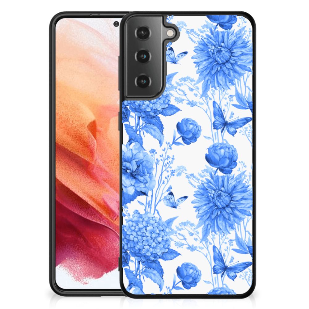 Bloemen Hoesje voor Samsung Galaxy S21 Flowers Blue B2C Telecom