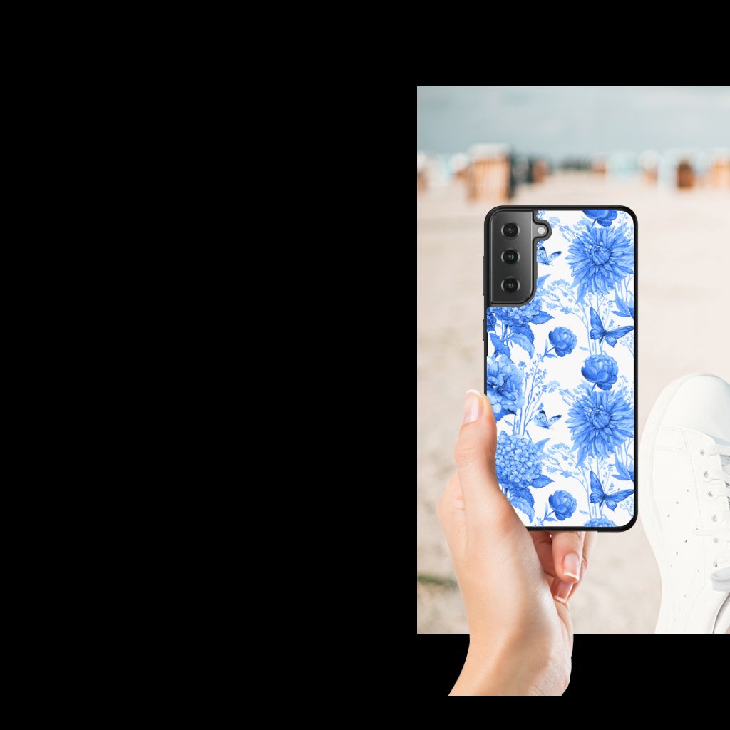 Bloemen Hoesje voor Samsung Galaxy S21 Plus Flowers Blue B2C Telecom