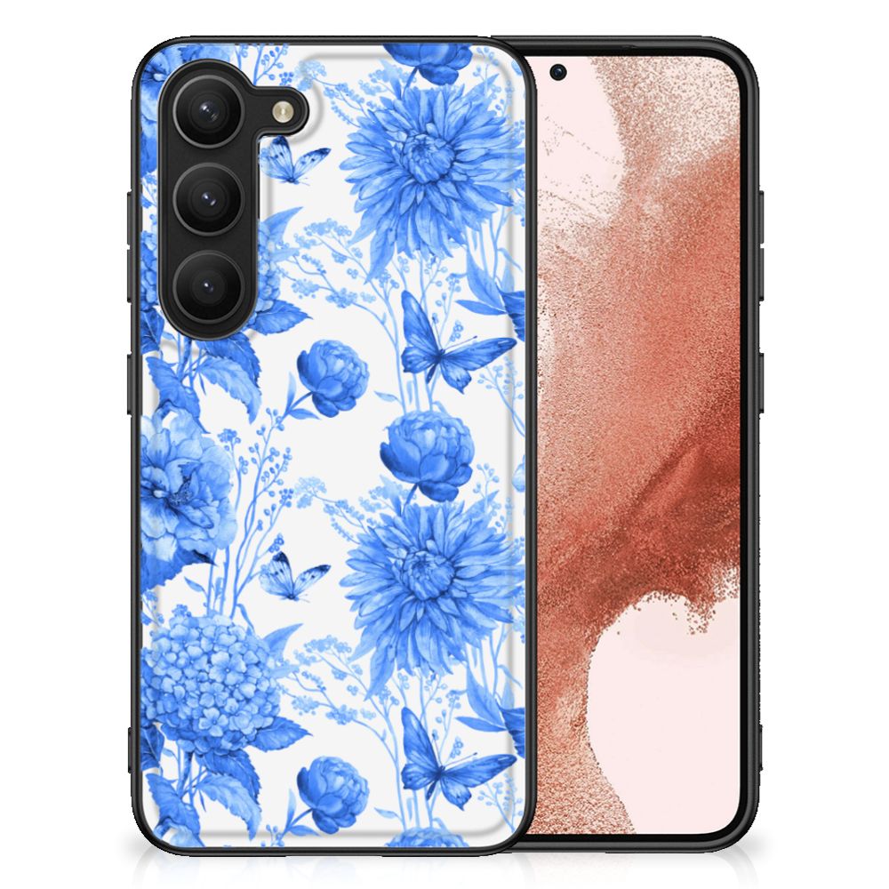 Bloemen Hoesje voor Samsung Galaxy S23 Flowers Blue B2C Telecom