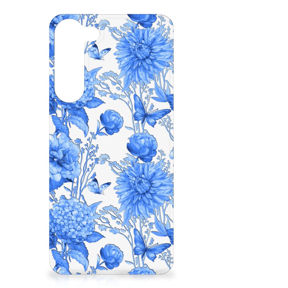 Bloemen Hoesje voor Samsung Galaxy S23 Plus Flowers Blue B2C Telecom