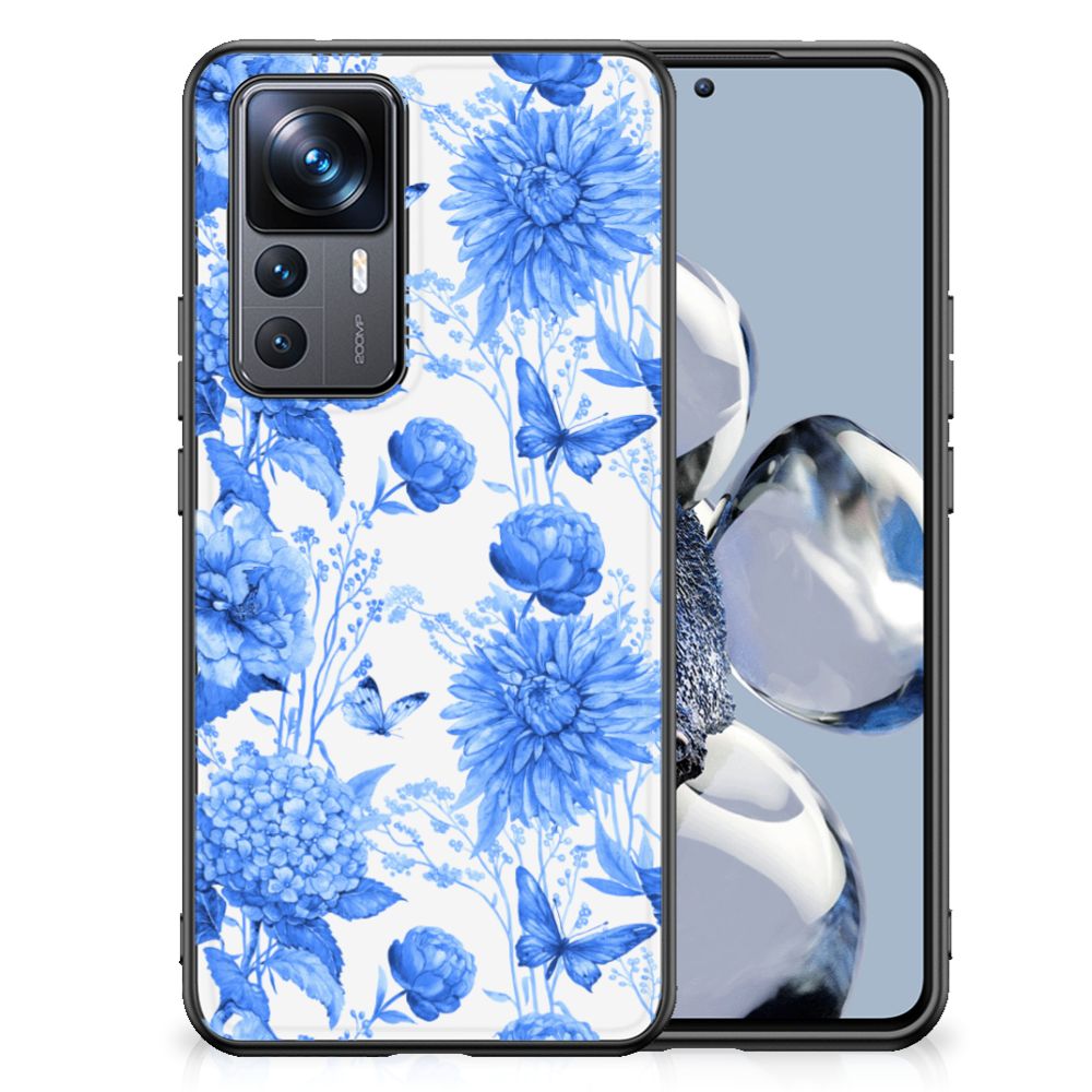 Bloemen Hoesje voor Xiaomi 12T | 12T Pro Flowers Blue B2C Telecom