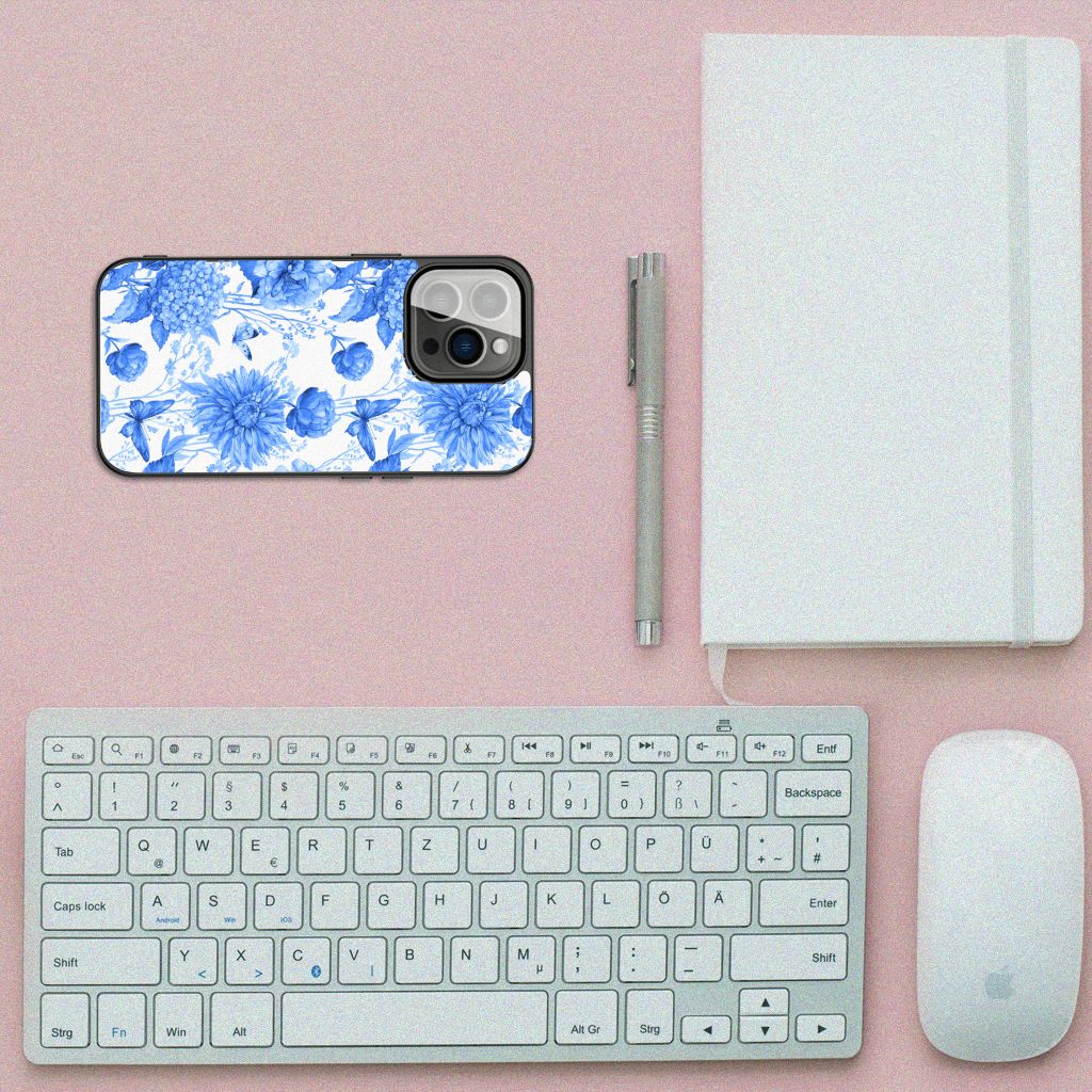 Bloemen Hoesje voor iPhone 13 Pro Flowers Blue B2C Telecom