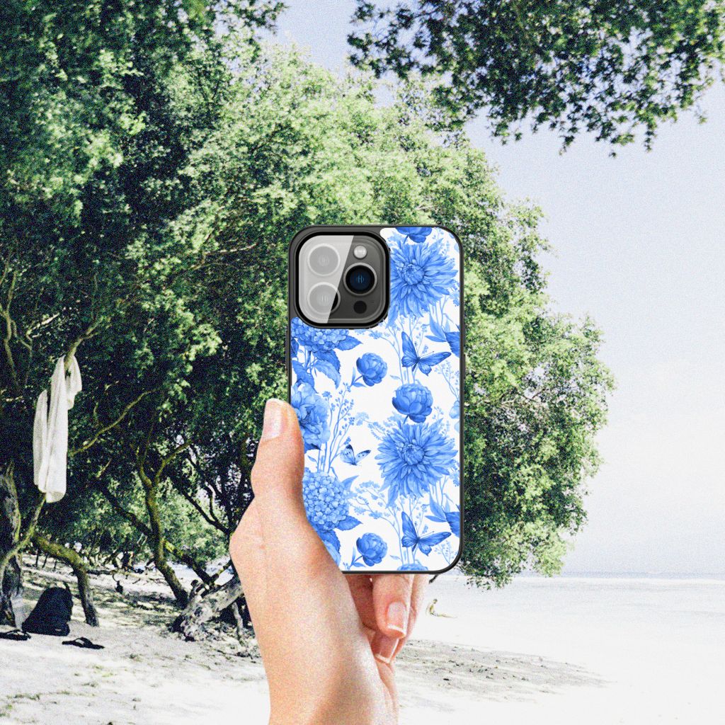 Bloemen Hoesje voor iPhone 13 Pro Flowers Blue B2C Telecom