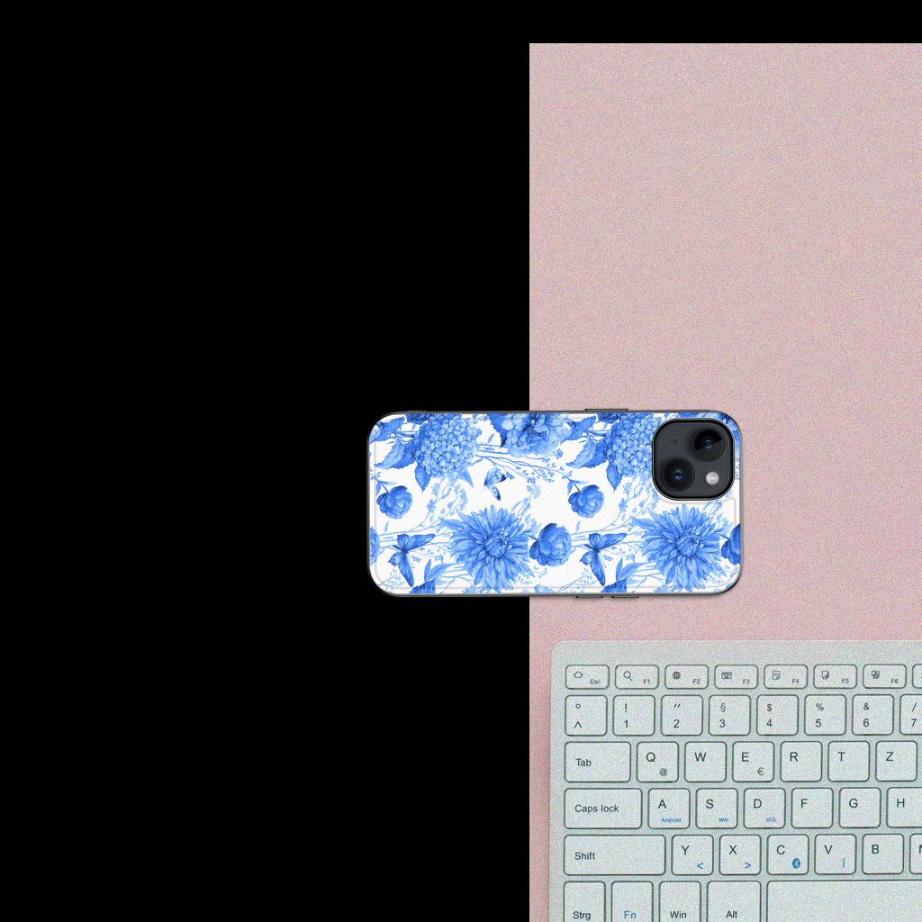 Bloemen Hoesje voor iPhone 15 Flowers Blue B2C Telecom